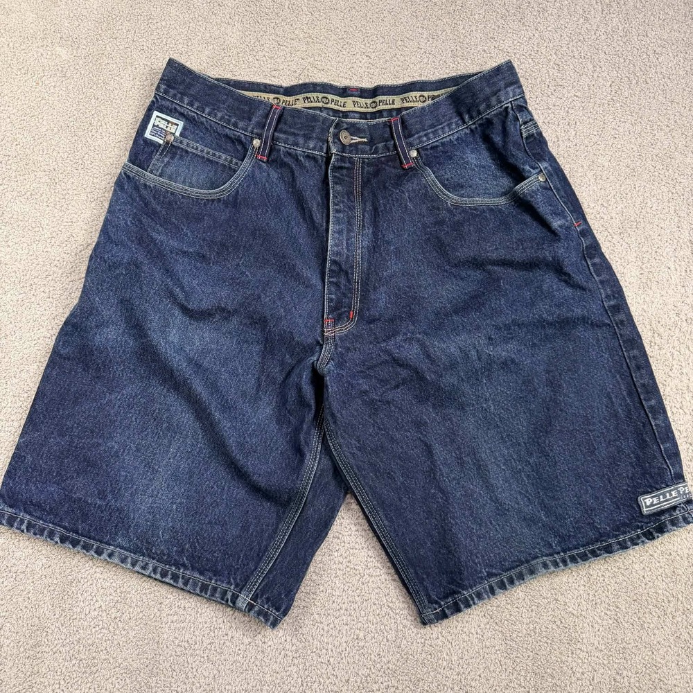 Pelle Pelle Denim Shorts - Mens 35x10.5 Blue Baggy Carpenter Y2K Streetwear